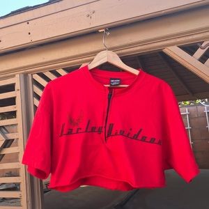 Harley David reworked quarter zip crop - top SOLD